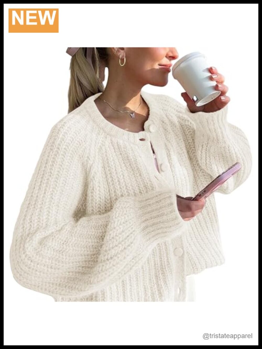 Women Y2K Chunky Knit Cardigan Long Sleeve Button Down Open Front Sweater